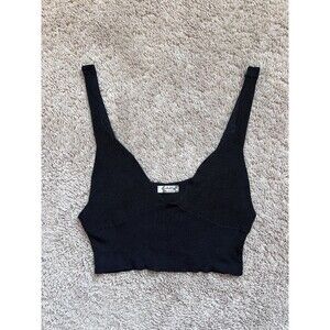 Free People Knit Cami Crop Top in Black Size SMALL